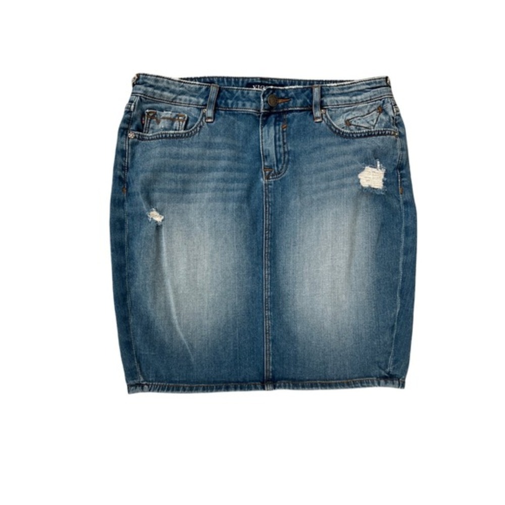 Vigoss‎ The Jagger Denim Skirt Blue Distressed Womens Waist 26